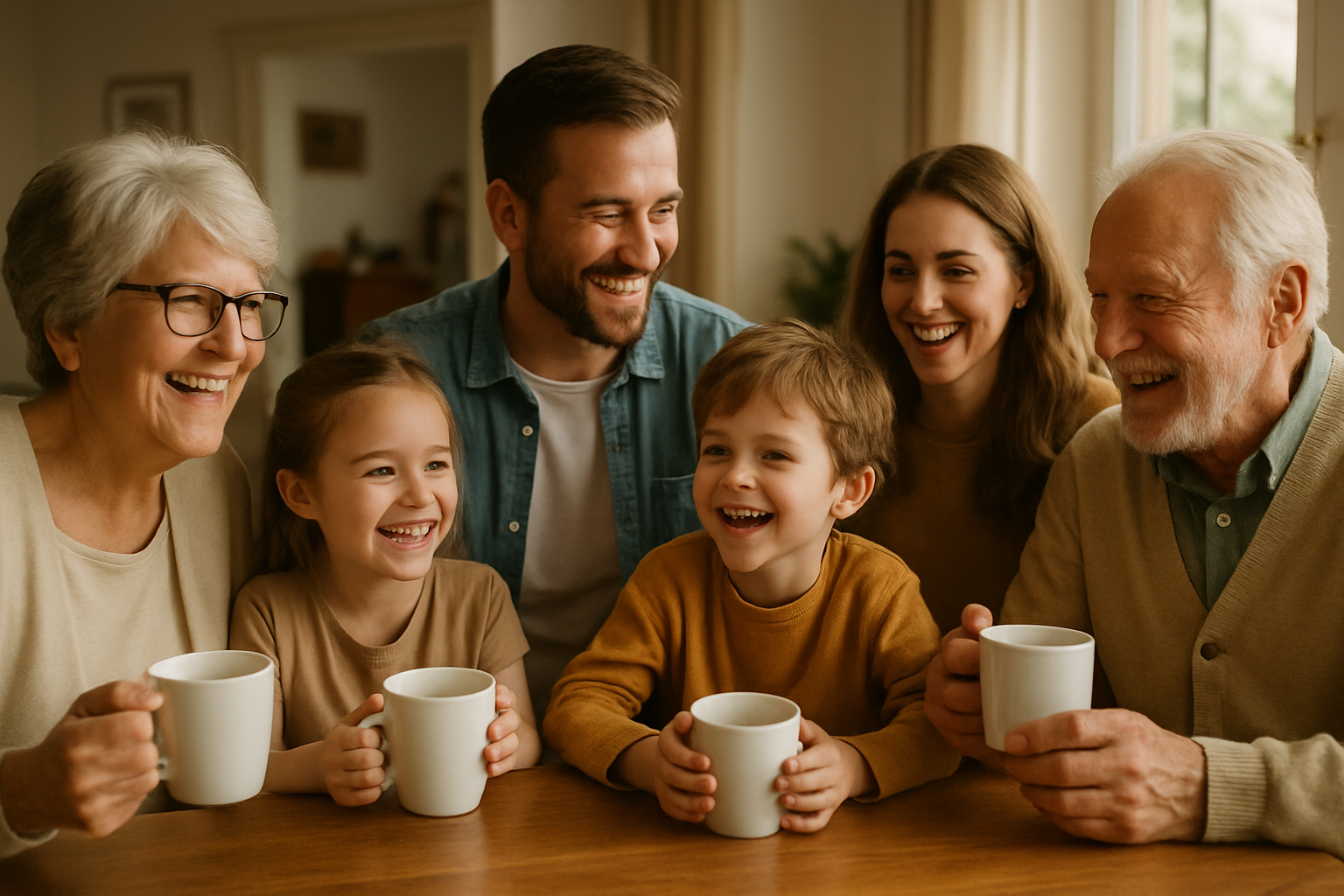 Família preparando café