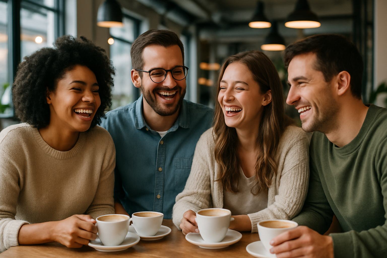 Pessoas desfrutando café
